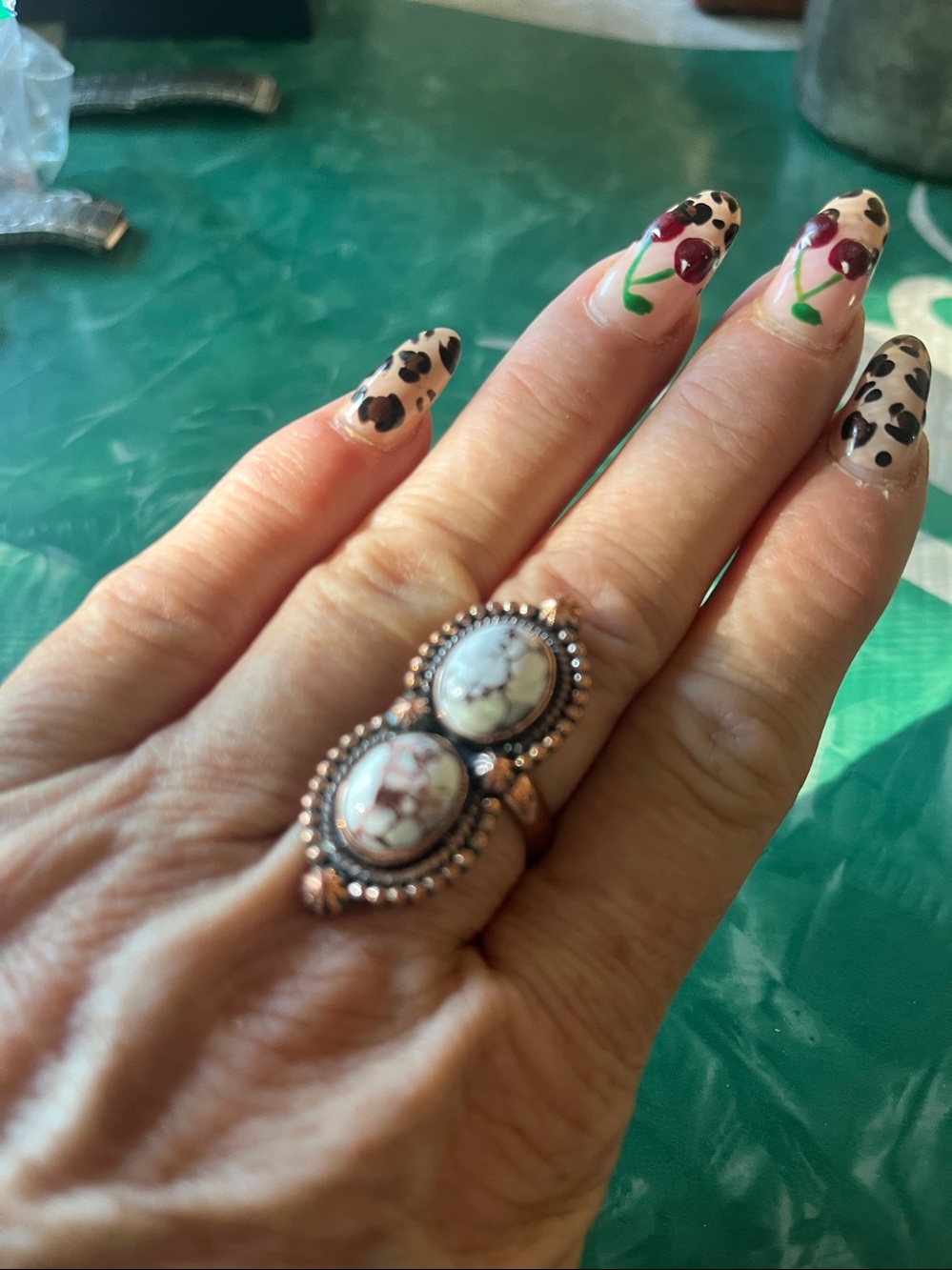 Vintage-Style Copper Howlite Ring
